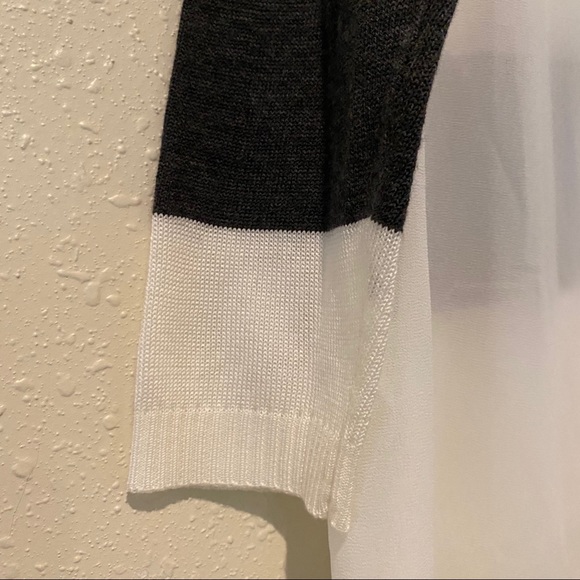 Allison Brittney Sweater Cardigan Small Striped gray white Sheer cardiga… - Picture 5 of 7